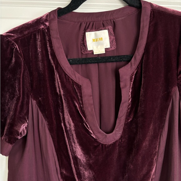 Anthropology Mauve Dress with Velvet - Picture 3 of 8